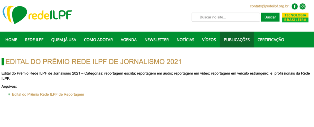 Prêmio Rede ILPF de Jornalismo 2021